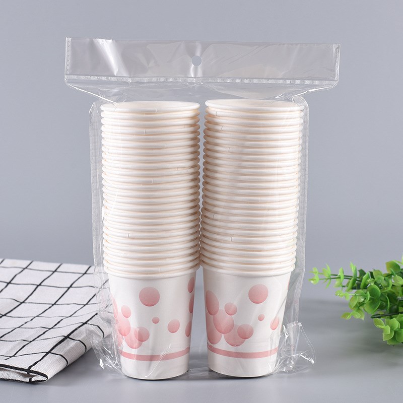 三色球形一次性纸杯现货250ml 办公会客室茶水纸杯子50只包装