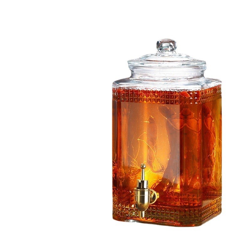 厂家现货玻璃泡酒瓶人参储酒罐加厚密封龙头泡酒罐15斤透明酿酒瓶