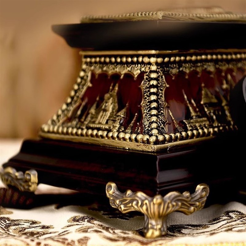 仿古电话机欧式复古实木旋转老式客厅家用无线插卡电话座机摆件