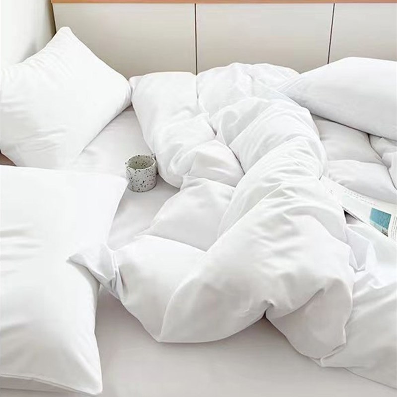 酒店布草床单四件套夏季纯白色被套棉旅社宾馆民宿床上用品三件套