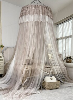 CB#1米直径双层可脱卸蕾丝吊顶圆顶1.2m1.8m2m2.2m床用家用蚊帐床