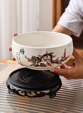 大号水仙花盆带底座陶瓷家用室内无孔铜钱草碗莲盆多肉大口径水培