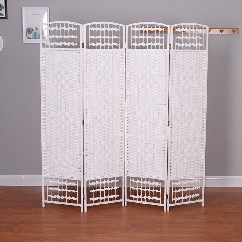 纯白色手工纸编屏风隔断客厅玄关门现代卧室折屏酒店简易屏风