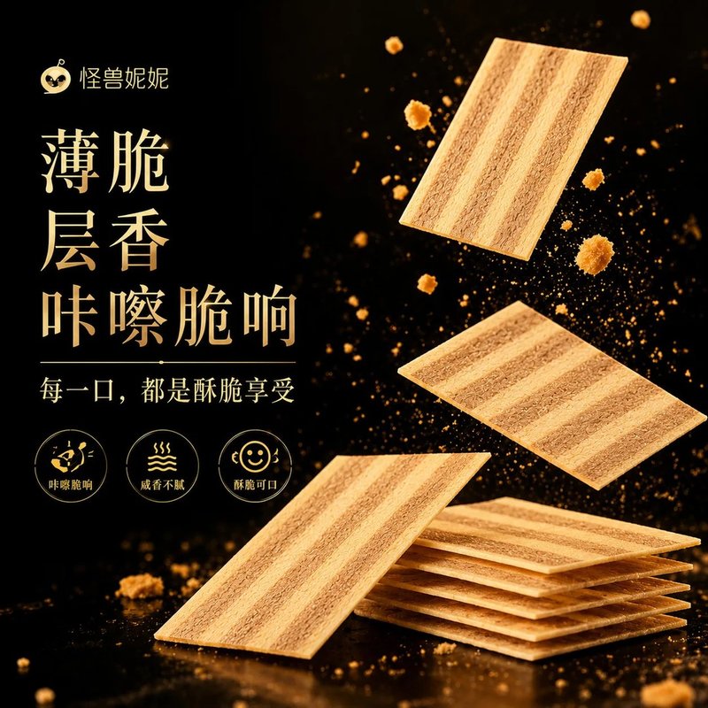 【怪兽妮妮】金枪鱼饼干黄油芥末味102g香酥薄脆小吃办公室休闲零