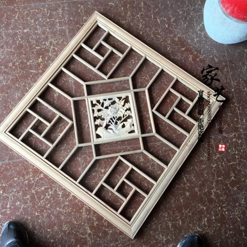 定制中式木雕仿古门窗实木窗户花格客厅走廊玄关隔断吊顶背景墙