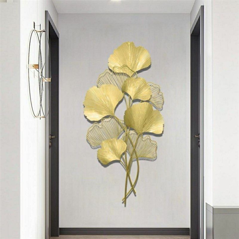 中式铁艺挂件进门墙面装饰客厅背景墙玄关走廊金属壁饰银杏叶壁挂