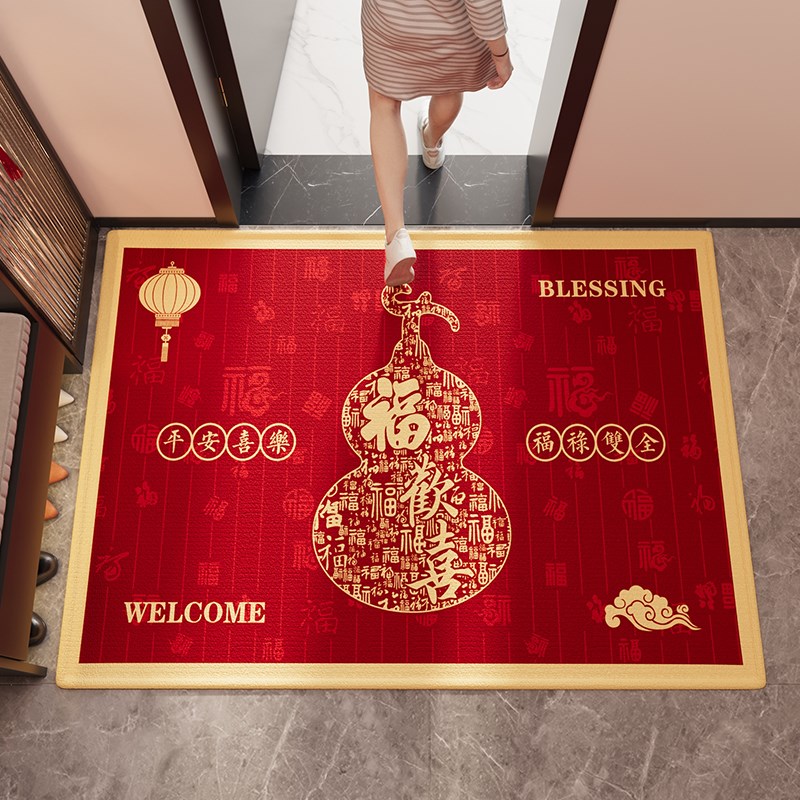 红色入户门地垫大门口蛇年进门脚垫免洗耐脏防滑地毯玄关家用定制