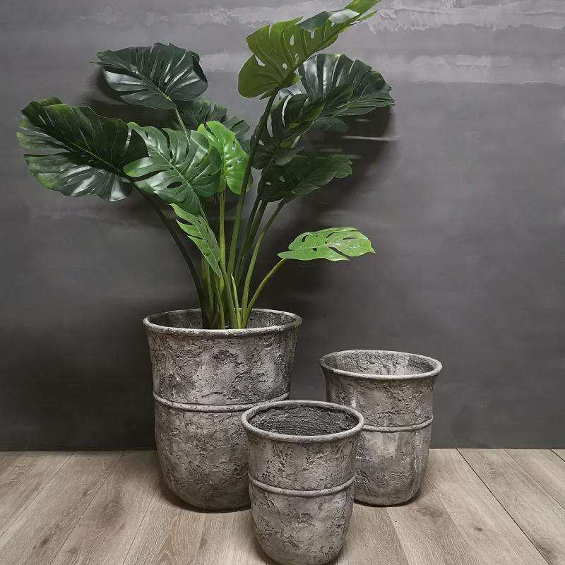 北欧花盆花器做旧复古装饰透气大盆客厅阳台摆件落地水泥简约大号