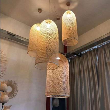 现代新中式竹编吊灯茶室禅意茶楼餐厅酒店民宿火锅店灯饰日式吊灯