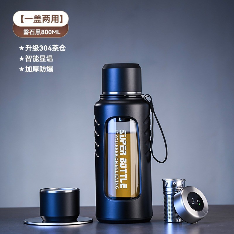 智能显温泡茶杯茶水分离杯子大容量水杯2024P新款耐摔高硼硅玻璃