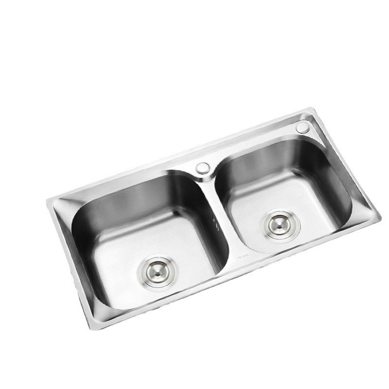 热销 304不锈钢水槽 7540斜边 水槽双T槽 厨房洗菜盆水