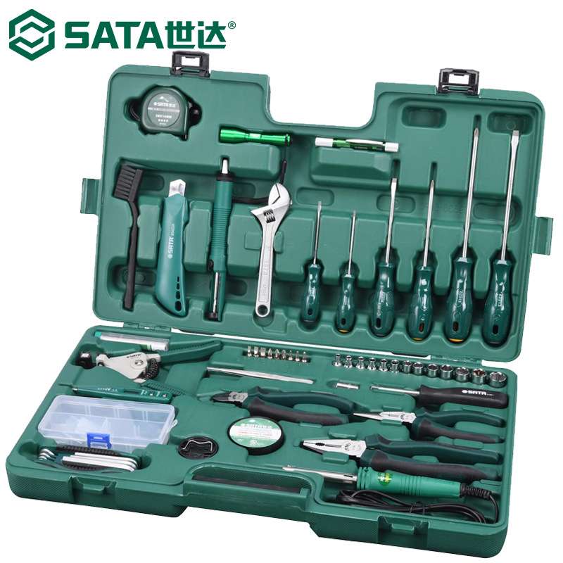 世达09536组合工具套装61件电讯工具家用电工多功能维修工具箱