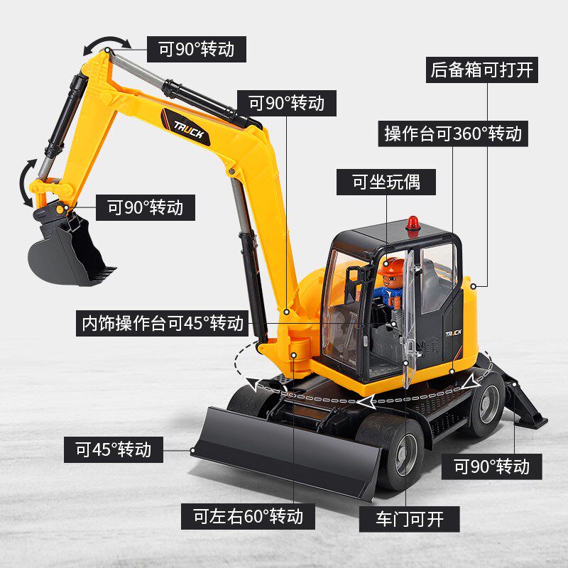 儿童男孩超大号惯性挖掘机玩具车模型玩具车儿童工程车玩具套装34