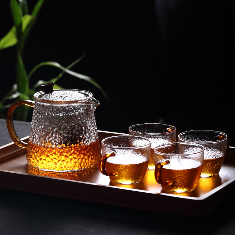 日式锤纹玻璃壶家用小号茶具过滤红茶泡茶器煮茶耐高温花茶壶套装