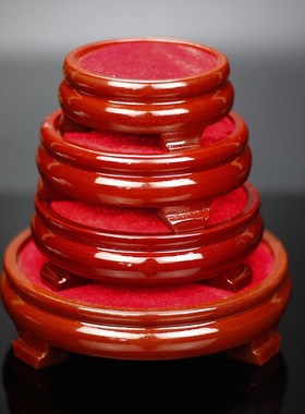 圆木底座工艺品木托摆件大小号舍利塔底座琉璃圆托盘奖杯酒柜底盘