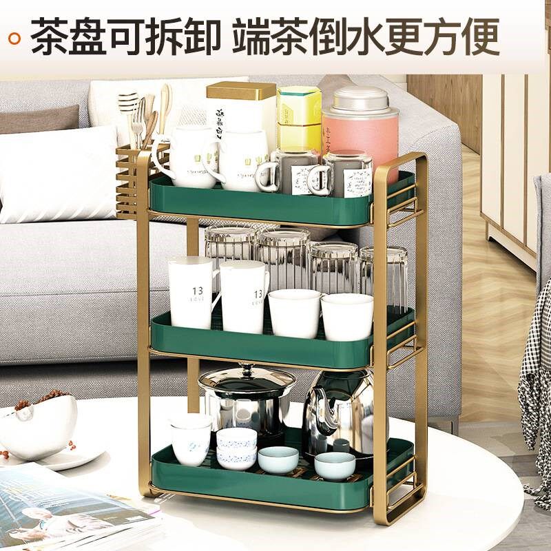 杯子收纳置物架三层水杯架晾放玻璃双层沥水托盘家用放茶杯茶具