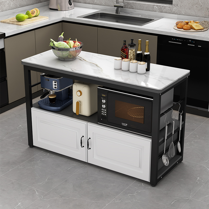 厨房岩板切菜桌落地家用多层置物架多功能操作台微波炉碗柜收纳架