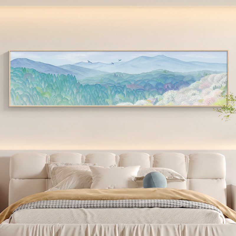 现代简约卧室床头装饰画原木风日式风景画高级客厅沙发背景墙挂画