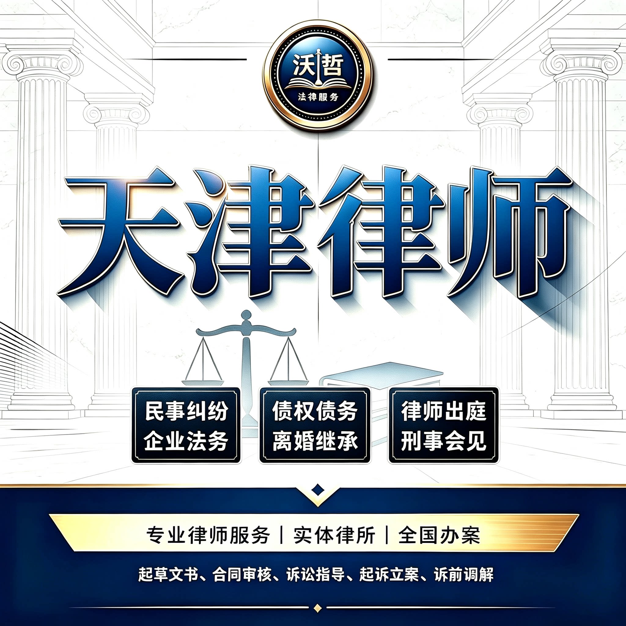 天津律师法律咨询离婚遗产继承劳动合同起诉刑事取保候审会见代理