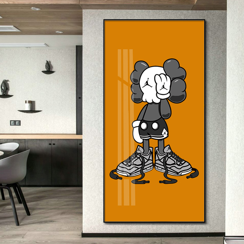 KAWS挂画潮牌装饰画卡通动漫玄关竖版大幅时尚馆工作室芝麻街壁画