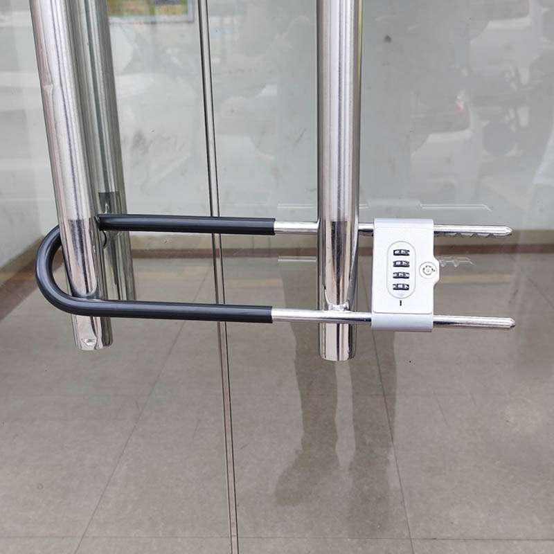 密码锁玻璃门锁挂锁防盗u型锁门锁u形锁锁具商铺家用加长密码锁