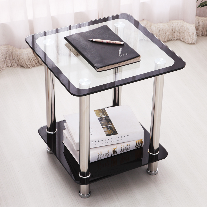 沙发边几角几客厅透明迷你小茶几现代简约正方形小桌子玻璃床头柜