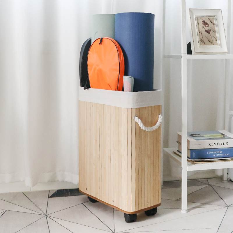 瑜伽垫收纳篮运动健身器材收纳筐带轮家用门后柜边夹缝置物架神器