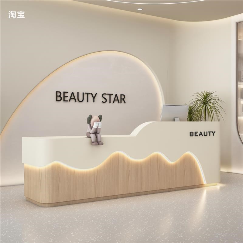 美容院收银台服装店2025新款吧E台理发店培训机构前台接待台
