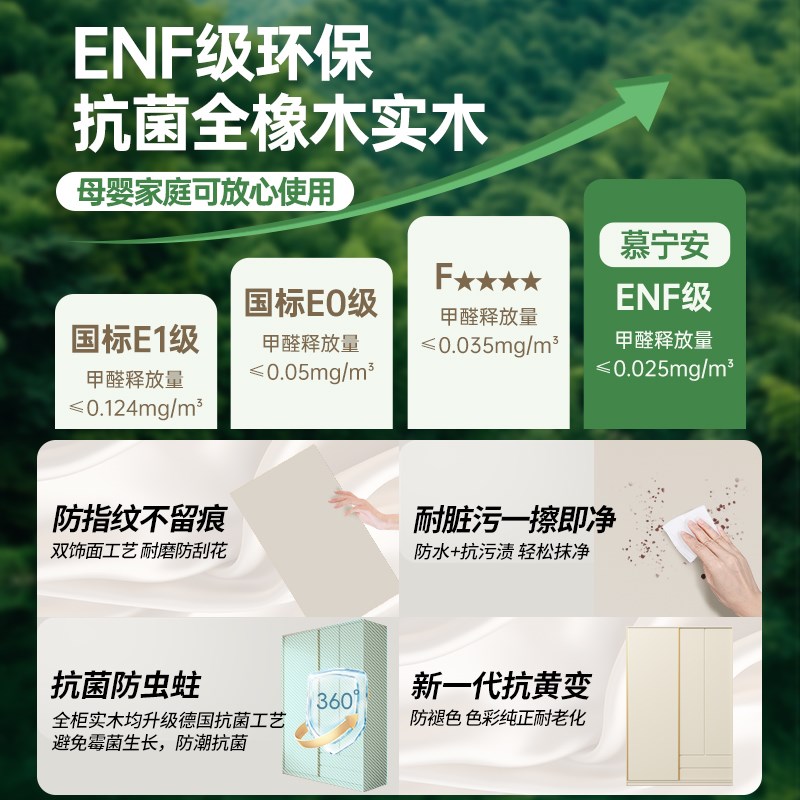 定制全实木橡木衣柜推拉门家用卧室ENF级现代简约主卧移门大衣橱
