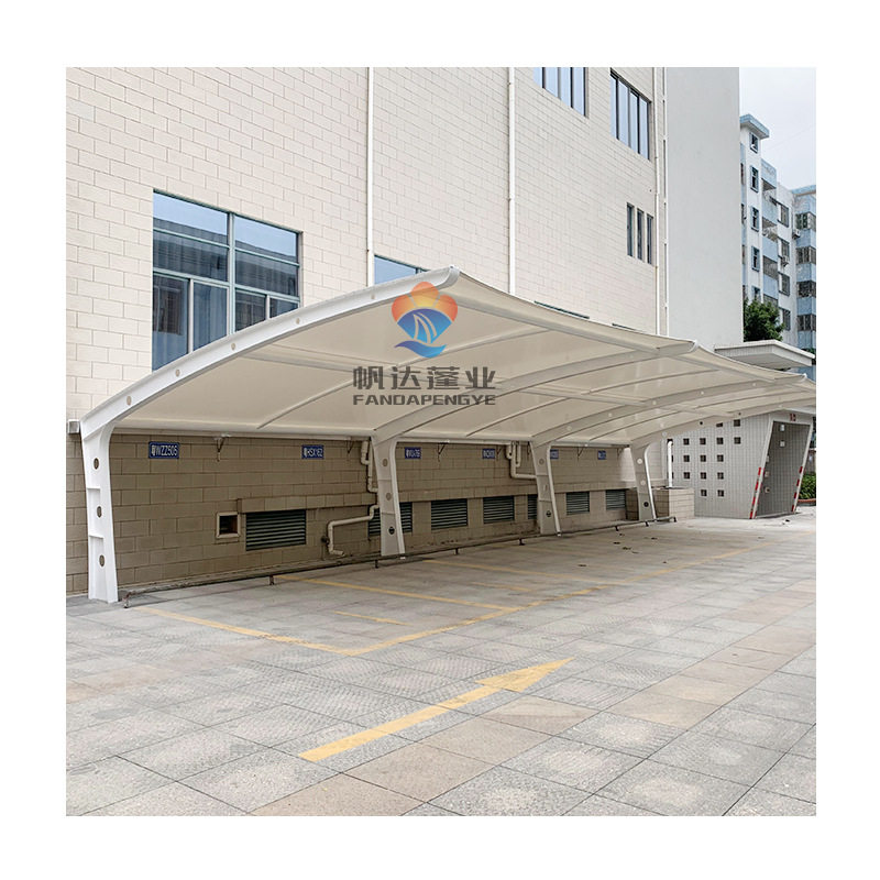 新款工厂膜结构停车棚七字形汽车蓬自行车停车蓬公共停车蓬遮阳棚