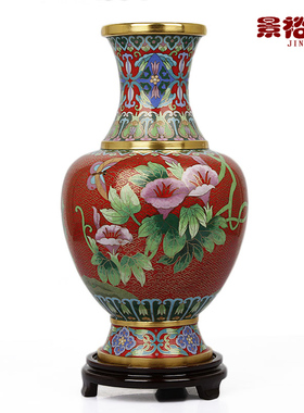 12寸景泰蓝铜花瓶客厅装饰品乔迁结婚礼物送老外生日礼品摆件