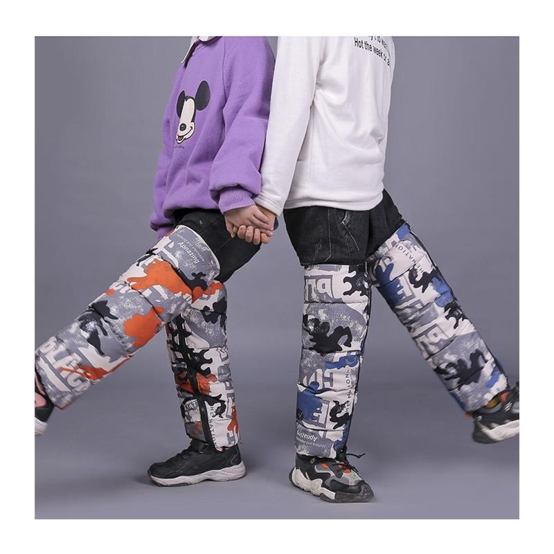 儿童护膝盖加绒加厚拉链防寒保暖羽绒棉裤腿冬季防风雨腿套男女宝