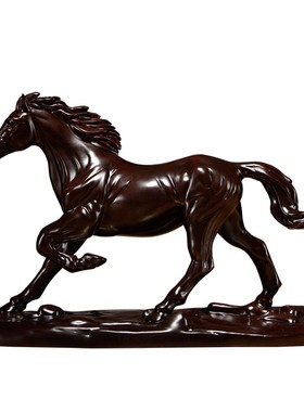 黑檀木马到成功摆件实木质雕刻生肖马工艺品家居办公室装饰工艺品