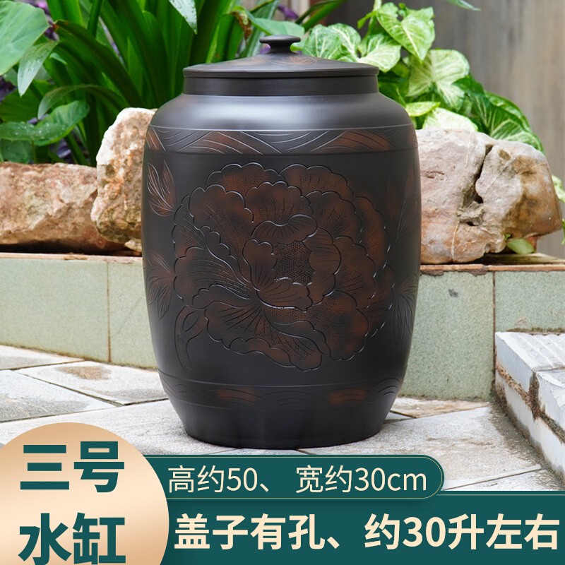 云南建水紫陶茶叶罐大号30饼原矿陶泥普洱存茶罐手工水缸米缸茶缸