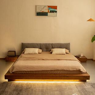 南舍家居北欧榻榻米全实木床日式地台床北欧简约卧室双人落地矮床