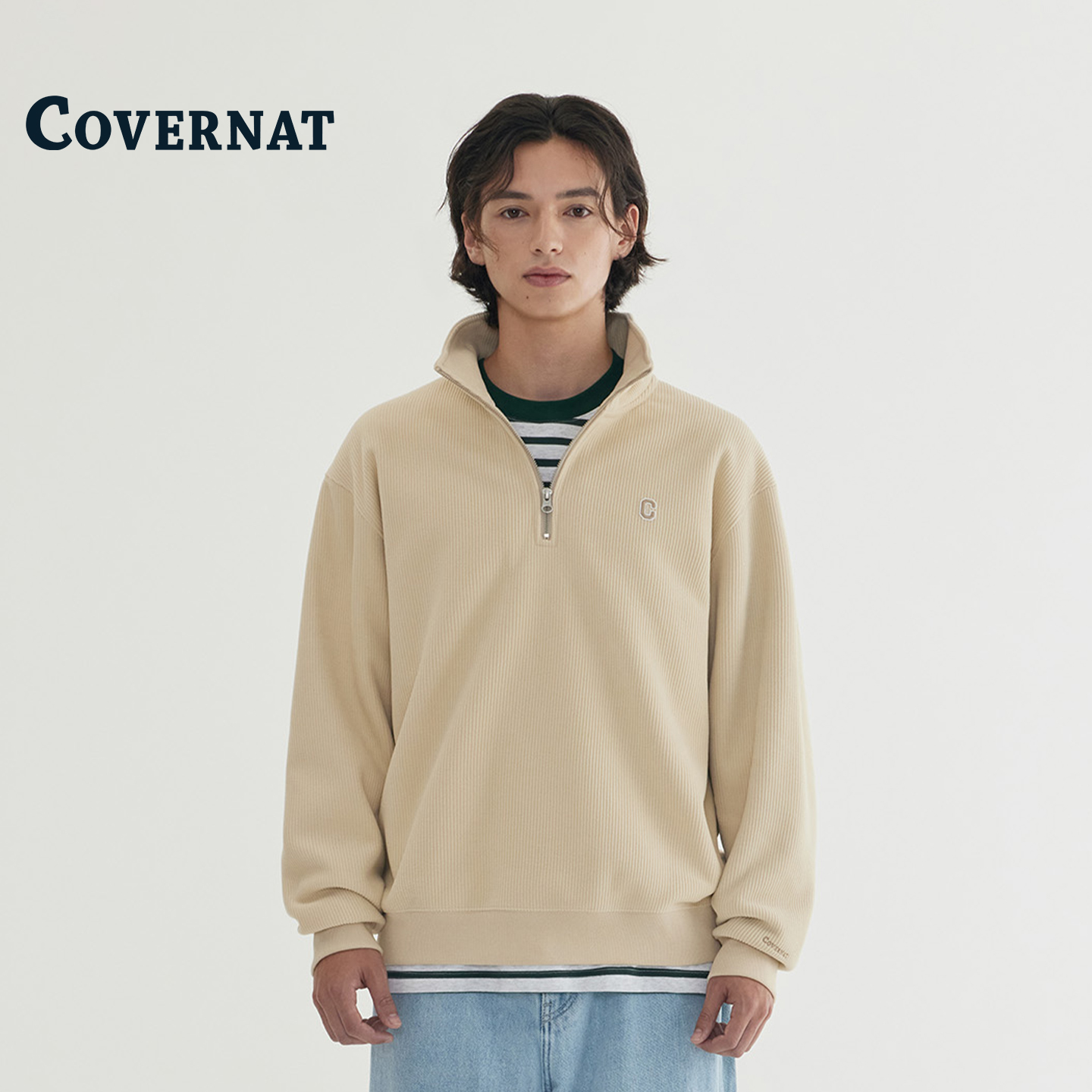 韩国卫衣半拉琏长袖宽松慵懒风