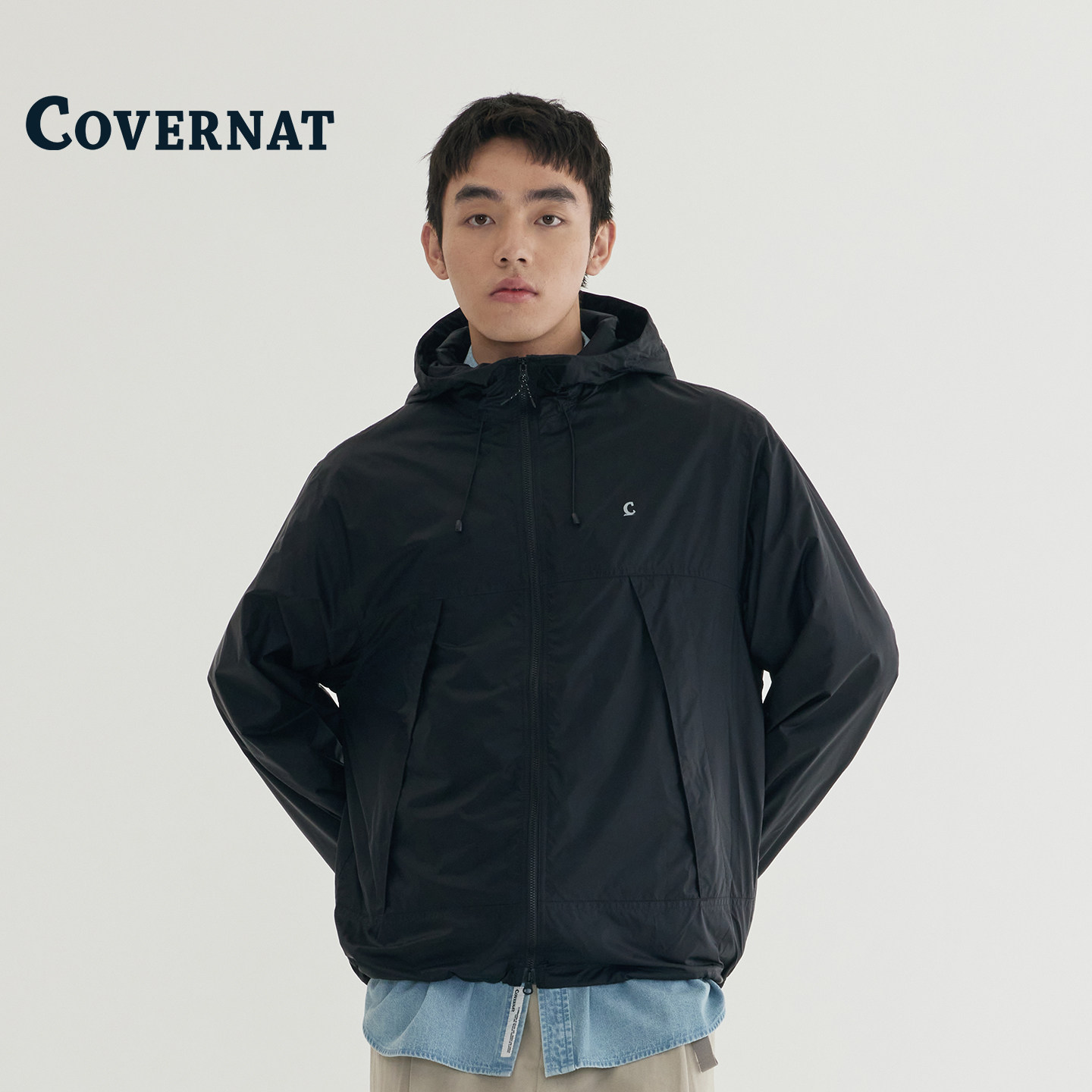 COVERNAT韩国外套2025新款男秋季百搭夹克连帽休闲外套薄款防晒衣