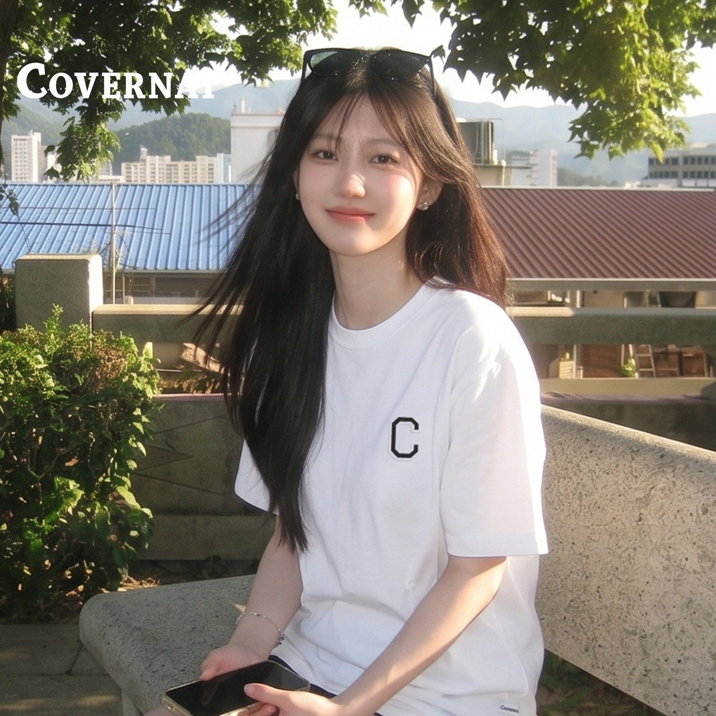 COVERNAT 韩国短袖t恤夏季凉感透气潮牌新款宽松百搭情侣穿搭上衣