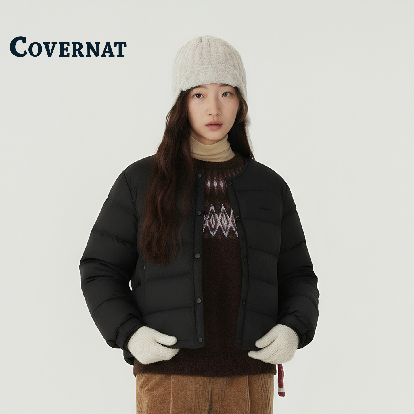 COVERNAT韩国轻薄短款保暖羽绒服