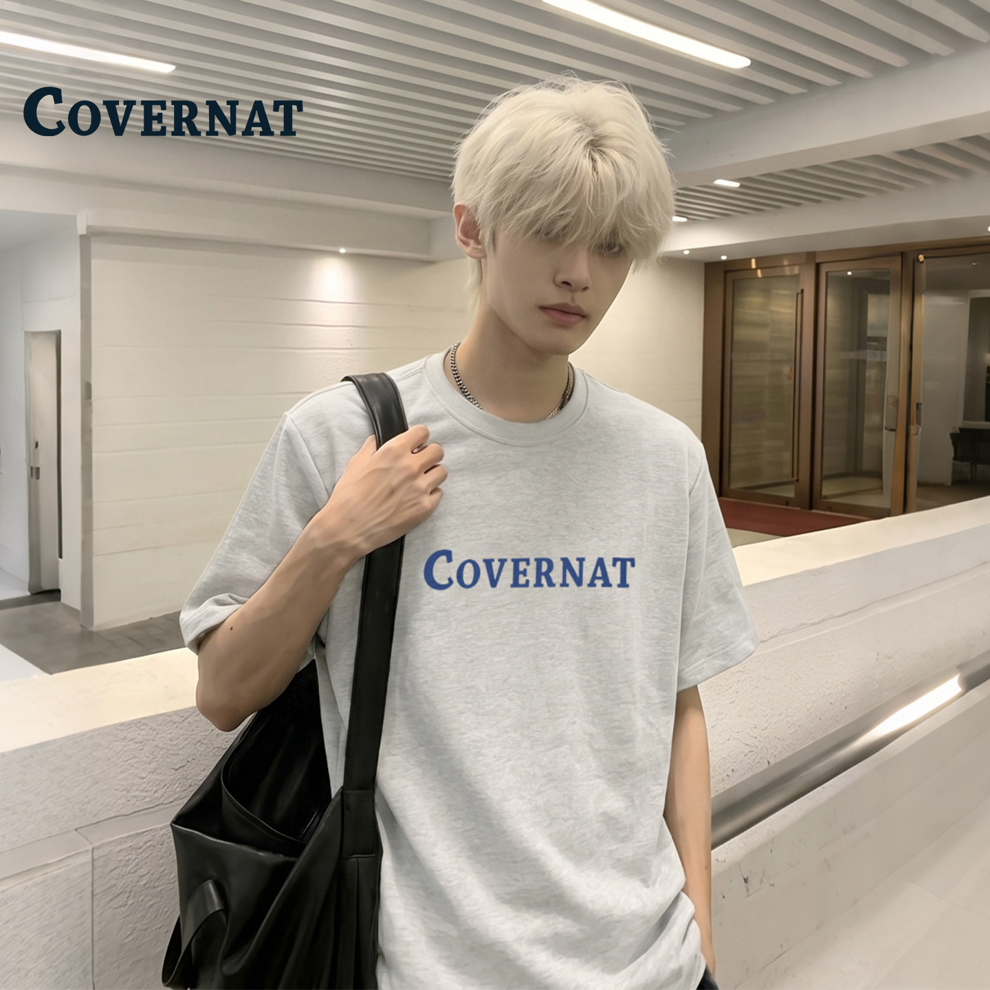 【英宇同款】COVERNAT韩国t恤2026年休闲风短袖潮牌圆领纯色上衣