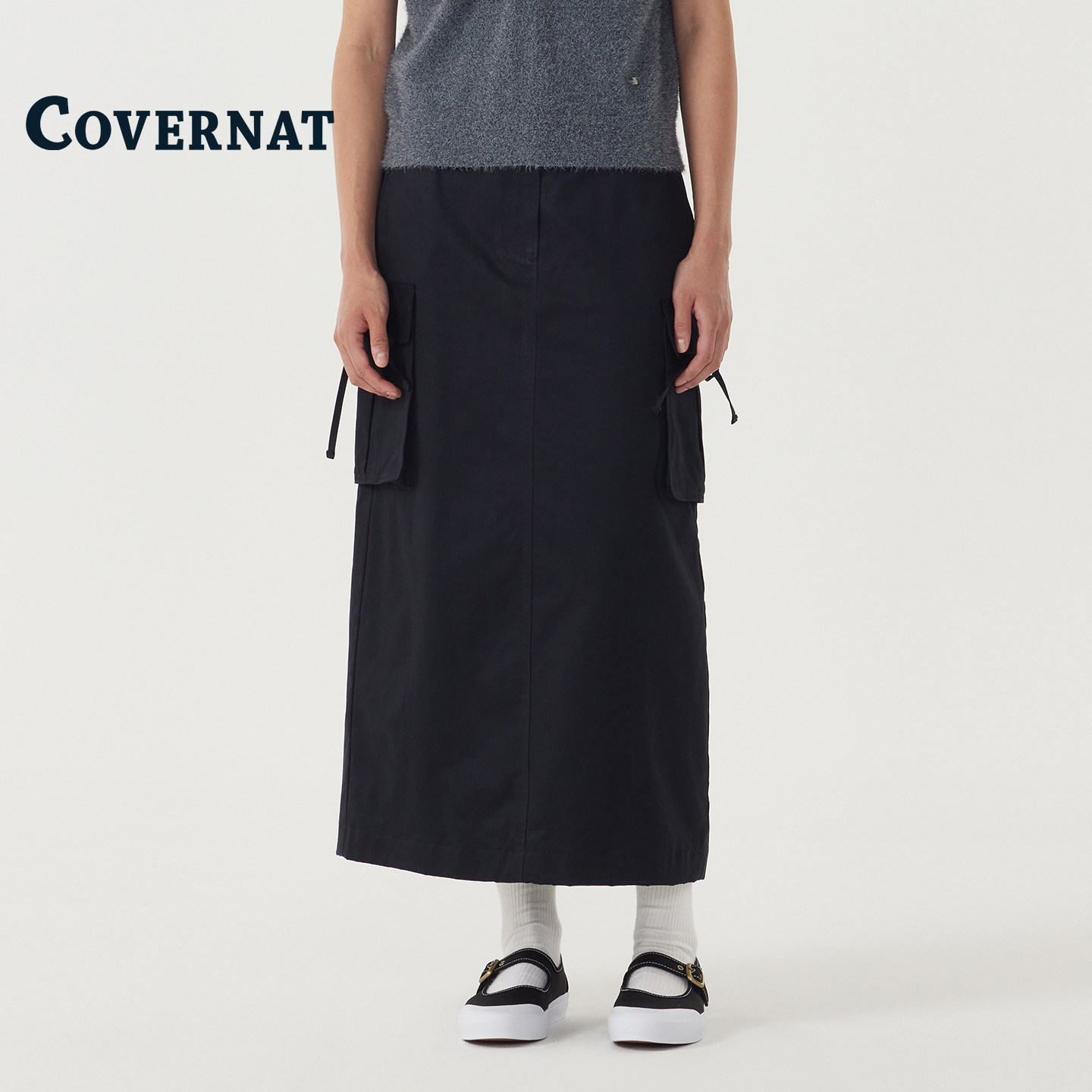 COVERNAT韩国工装裙女款2025新款夏薄款酷飒风小个子长裙半身裙