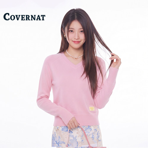 COVERNAT韩国女长袖百搭针织上衣