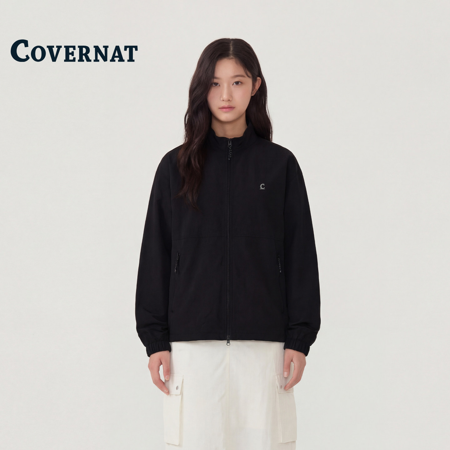 COVERNAT韩国立领夹克男女同款宽松休闲拉链外套简约运动百搭上衣
