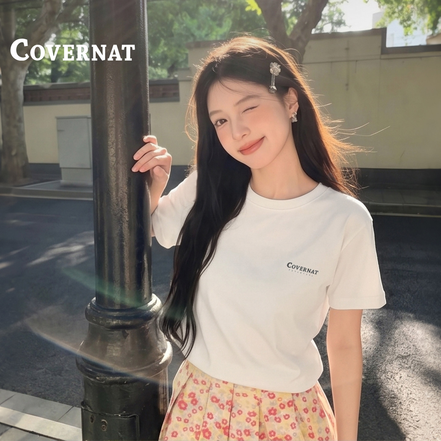 COVERNAT韩国短袖t恤女款2件套2026新款潮流修身显瘦百搭上衣套装