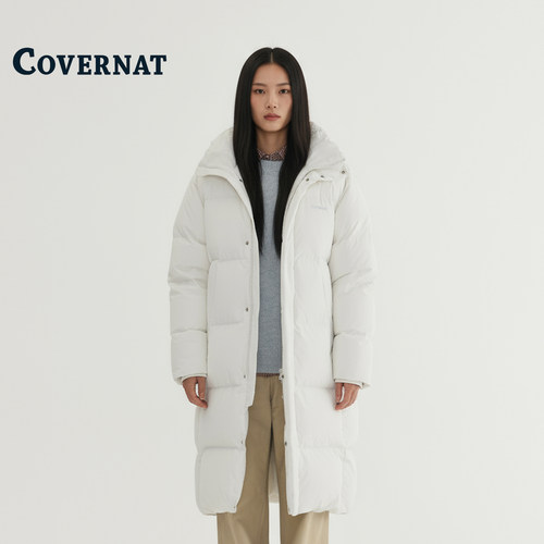 COVERNAT韩国中长款连帽羽绒服