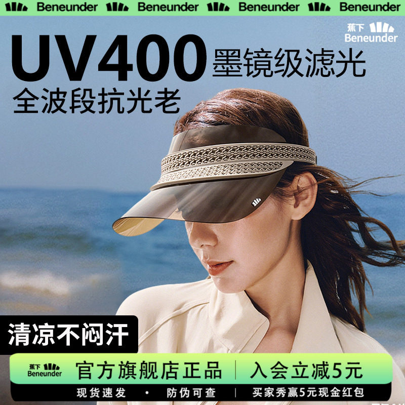 蕉下滤光空顶防晒帽女夏新款镜片遮阳帽防紫外线速干网球帽骑行帽