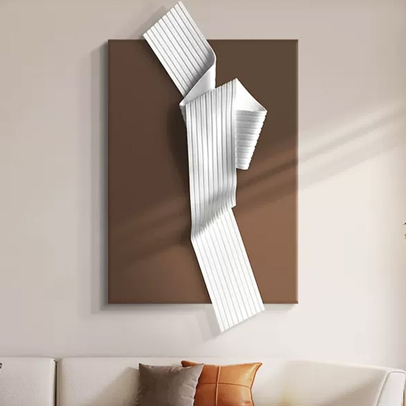 现代轻奢极简立体浮雕实物画装置画客厅背景墙装饰画抽象玄关挂画