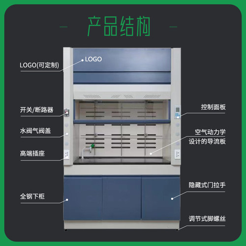 实验室全钢通风柜PP通风橱化工实验通风机试验化验室工作橱柜定制