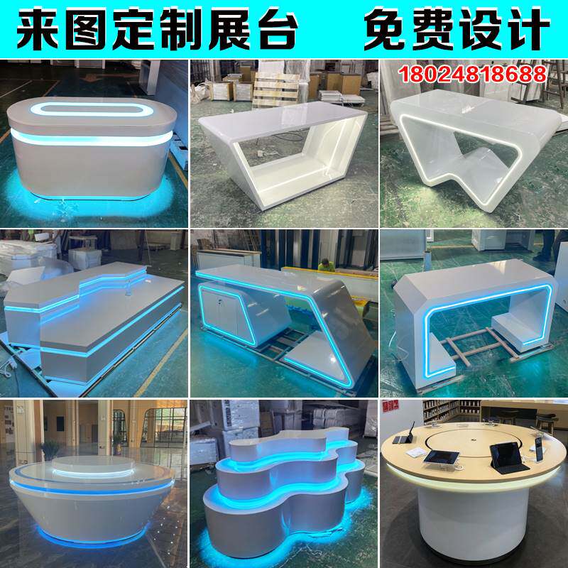 新款产展柜模型展台公司发光品玻璃展厅定制圆形漆烤沙盘展览展柜