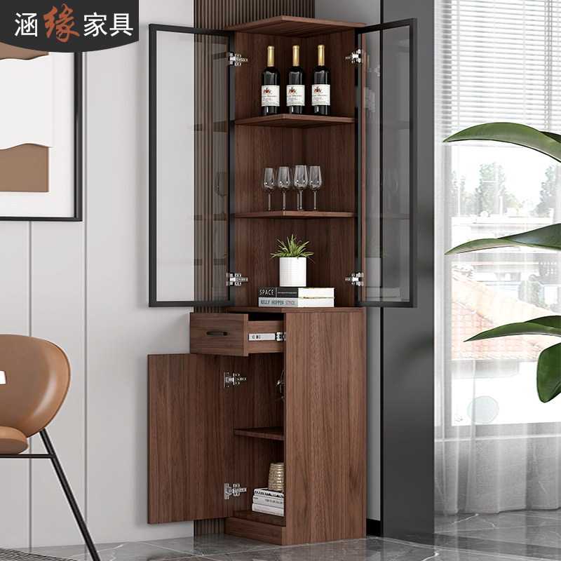 玻璃酒柜展示柜客厅靠墙餐边柜转角柜置物架现代简约墙角柜三角柜